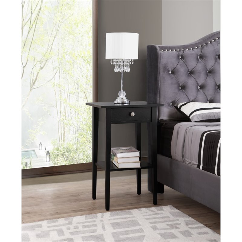 Pemberly Row Modern / Contemporary 1 Drawer Nightstand in Black