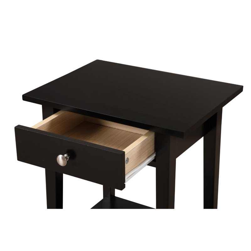 Pemberly Row Modern / Contemporary 1 Drawer Nightstand in Black