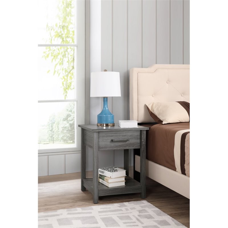 Pemberly Row Modern Manufactured Wood 1-Drawer Nightstand in Gray