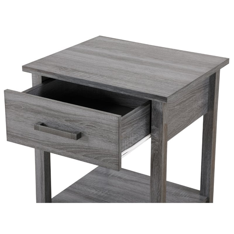 Pemberly Row Modern Manufactured Wood 1-Drawer Nightstand in Gray