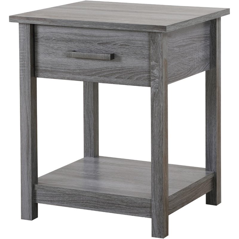 Pemberly Row Modern Manufactured Wood 1-Drawer Nightstand in Gray