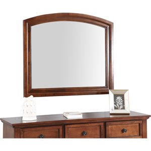 Pemberly Row Modern / Contemporary Wood Frame Mirror in Cherry