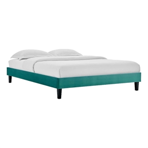 pemberly row twin performance velvet platform bed frame in teal green