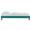 Pemberly Row Twin Performance Velvet Platform Bed Frame in Teal Green
