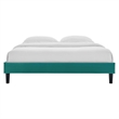 Pemberly Row Twin Performance Velvet Platform Bed Frame in Teal Green