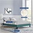 Pemberly Row Twin Performance Velvet Platform Bed Frame in Teal Green