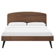 Pemberly Row Queen Rubberwood and MDF Wood Platform Bed in Walnut
