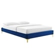 Pemberly Row Twin Modern Performance Velvet Bed Frame in Navy
