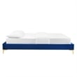 Pemberly Row Twin Modern Performance Velvet Bed Frame in Navy
