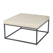 Pemberly Row Bonded Leather Upholstered Cocktail Ottoman in White