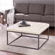 Pemberly Row Bonded Leather Upholstered Cocktail Ottoman in White