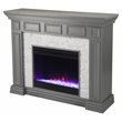 Pemberly Row Wood-Faux Stone Color Changing Fireplace in Gray