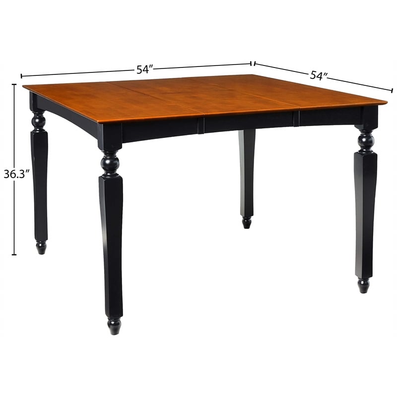 Pemberly Row Square Wood Butterfly Leaf Dining Table in Black