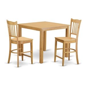 Pemberly Row Cafe 3-piece Wood Counter Height Dining Room Set in Oak