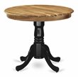 Pemberly Row Antique Round Acacia Wood Dining Table in Natural/Black