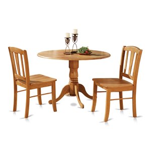 Pemberly Row Traditional Wood Dining Set with Round Table in Oak