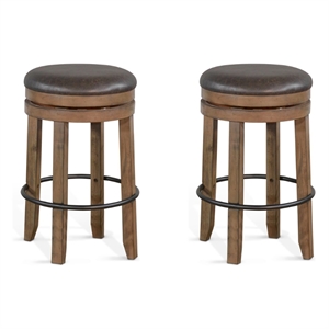 Pemberly Row 30&quot Wood Backless Swivel Barstool in Taupe Brown (Set of 2)