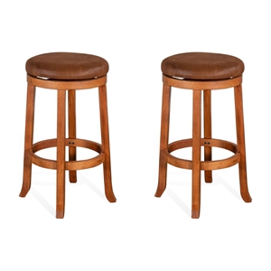 Pemberly Row 30&quot Mahogany Wood Backless Swivel Stool in Rustic Oak (Set of 2)