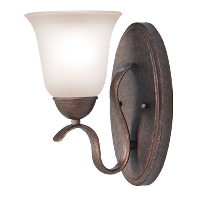 Pemberly Row Modern 1 Light Steel Wall Sconce in Marbled Bronze