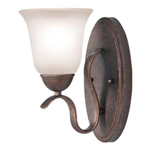 Pemberly Row Modern 1 Light Steel Wall Sconce in Marbled Bronze