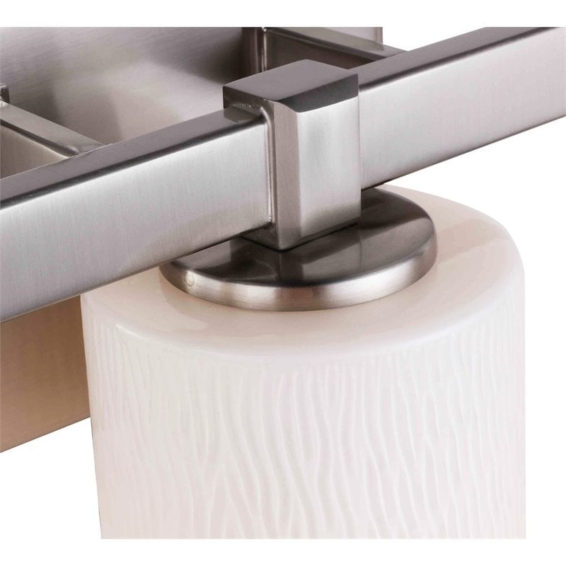 Pemberly Row 3-Light Steel and Glass Bath Light in Satin Nickel