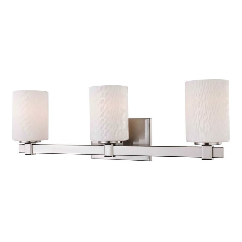 Pemberly Row 3-Light Steel and Glass Bath Light in Satin Nickel