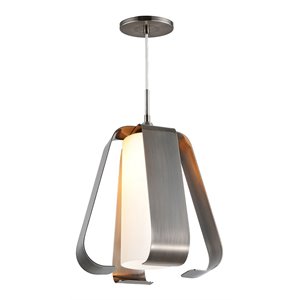 Pemberly Row 1 Light Steel and Glass Mid Pendant in Antique Nickel