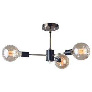 Pemberly Row 3-light Steel Metal Chandelier in Satin Nickel/Bronze