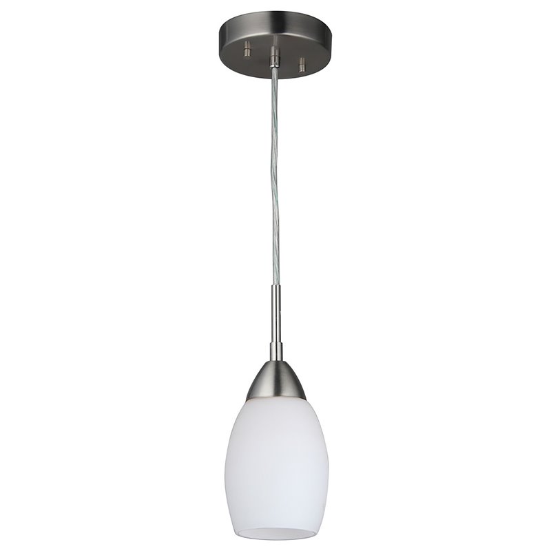 Pemberly Row 1-light Glass Mini Pendant in Satin Nickel/Opal