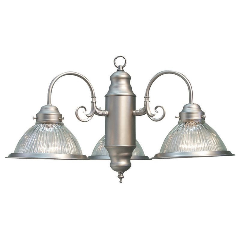 Pemberly Row Modern 3-light Glass Chandelier in Satin Nickel/Clear