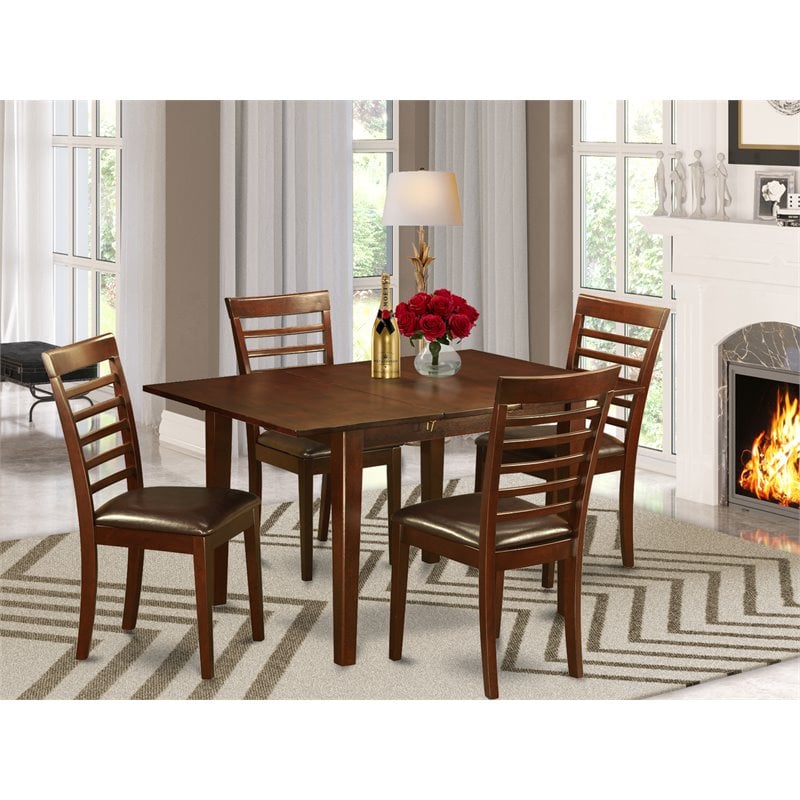 Pemberly Row Modern 5-piece Wood Kitchen Table Set in Mahogany