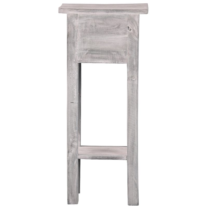 Pemberly Row Cottage Narrow Wood Side Table in Distressed Light Gray