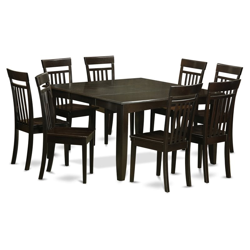 Pemberly Row 9-piece Dining Set with Wood Chairs in Cappuccino