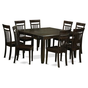 Pemberly Row 9-piece Dining Set with Wood Chairs in Cappuccino