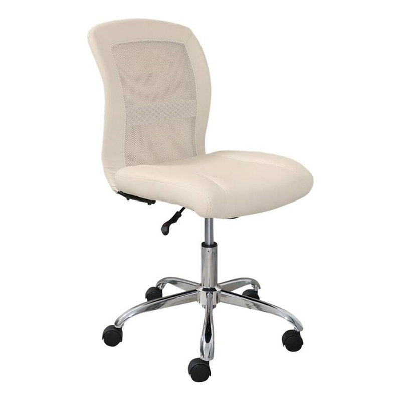 Pemberly Row Armless Desk Chair with Breathable Lightweight Mesh Back Cream
