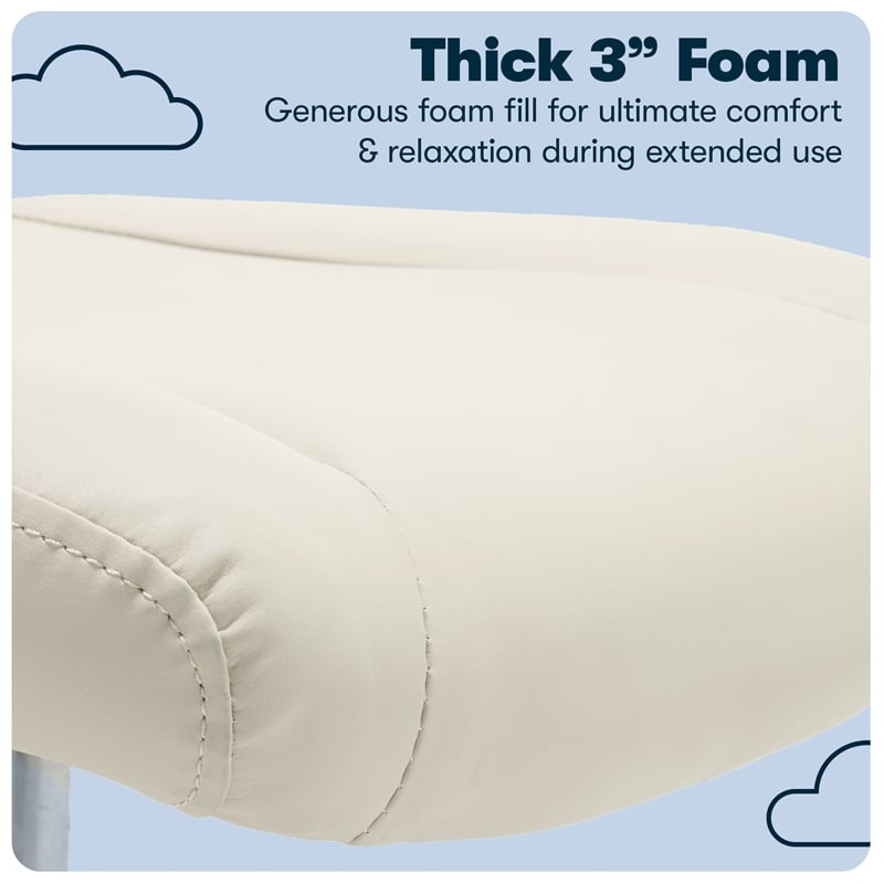 Pemberly Row Armless Desk Chair with Breathable Lightweight Mesh Back Cream