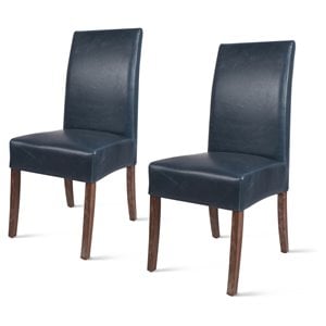 Pemberly Row Modern 19&quot Bonded Leather Chair in Blue (Set of 2)