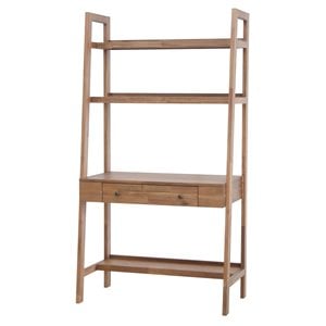 Pemberly Row Contemporary 37.5&quot Solid Wood Wall Desk in Brown