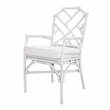 Pemberly Row Contemporary Rattan Dining Side Arm Chair White