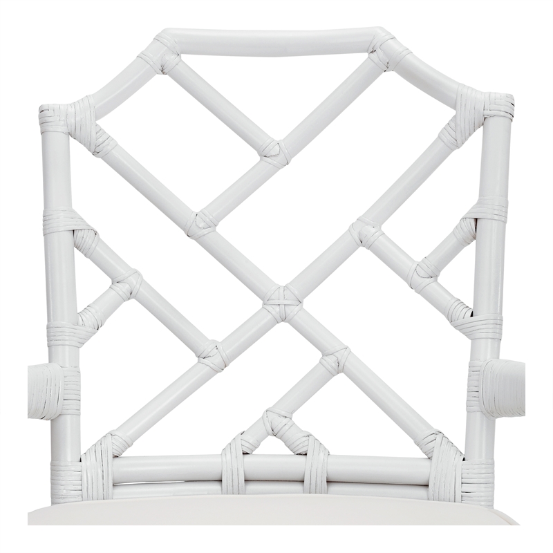 Pemberly Row Contemporary Rattan Dining Side Arm Chair White