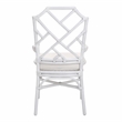 Pemberly Row Contemporary Rattan Dining Side Arm Chair White