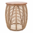 Pemberly Row Modern Round Rattan End Table in Brown/Natural Honey