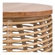 Pemberly Row Modern Round Rattan End Table in Brown/Natural Honey