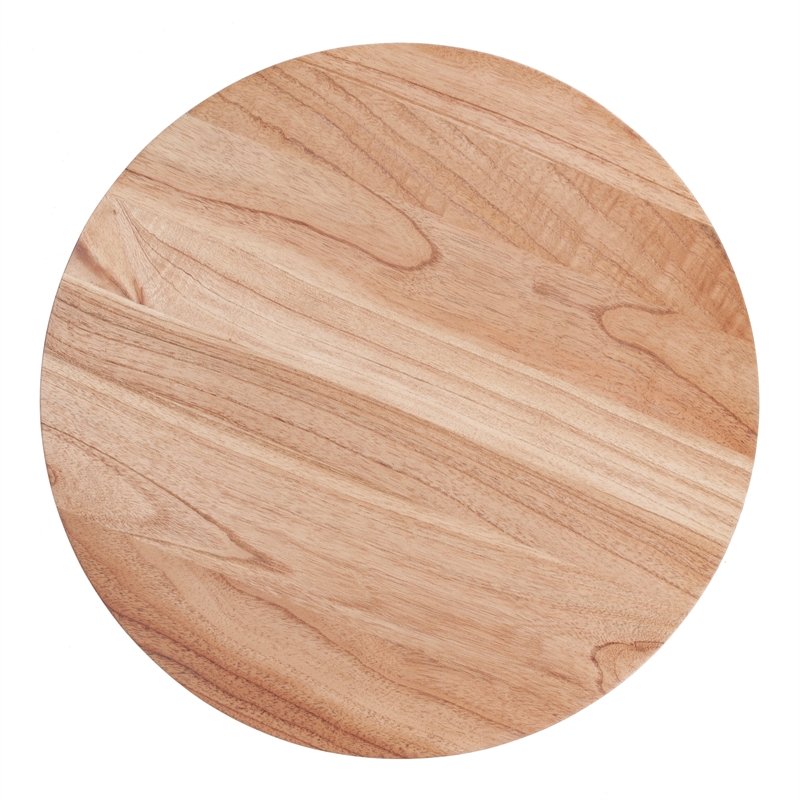 Pemberly Row Modern Round Rattan End Table in Brown/Natural Honey