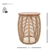 Pemberly Row Modern Round Rattan End Table in Brown/Natural Honey