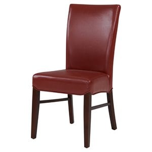 Pemberly Row 19.5&quot Bonded Leather Dining Chair in Red (Set of 2)