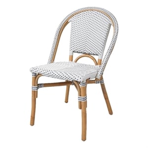 Pemberly Row Modern 18&quot Rattan Bistro Chair in White (Set of 2)