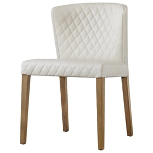 Pemberly Row Faux Leather Dining Side Chair in Off White (Set of 2)