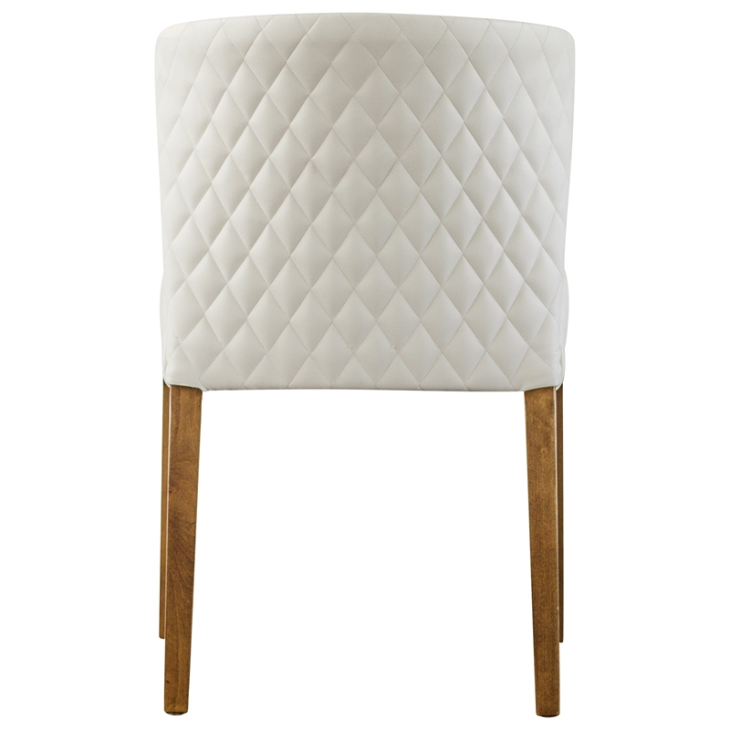 Pemberly Row Faux Leather Dining Side Chair in Off White (Set of 2)
