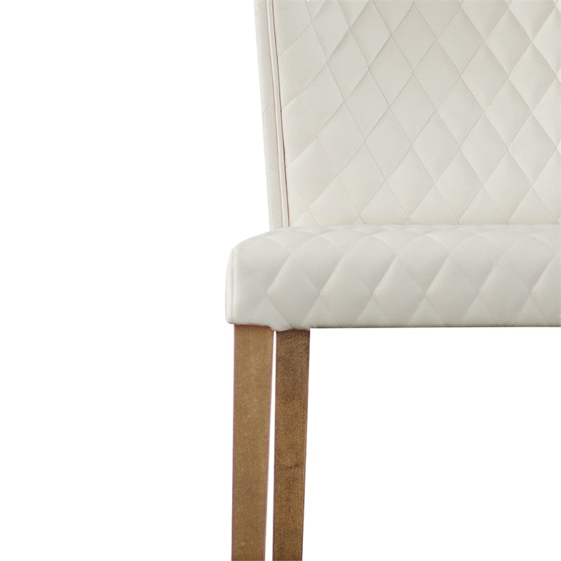Pemberly Row Faux Leather Dining Side Chair in Off White (Set of 2)